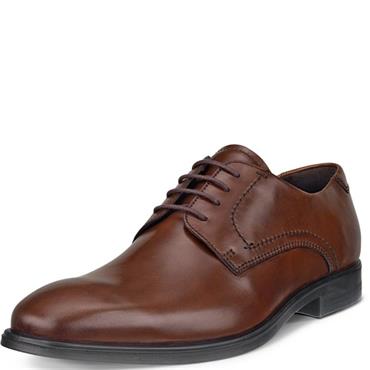 ECCO MENS PLAIN TOE DRESS LACE SHOE - MINK