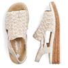 RIEKER WOMENS WEDGE HIGH FRONT SANDAL - BEIGE
