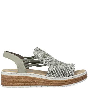 RIEKER WOMENS WEDGE HEEL SANDAL - GREEN