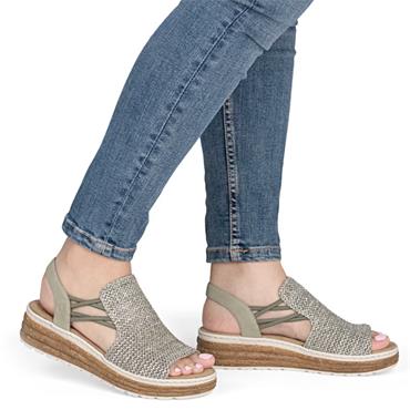 RIEKER WOMENS WEDGE HEEL SANDAL - GREEN