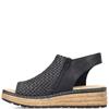 RIEKER WOMENS WEDGE HIGH FRONT SANDAL - BLACK