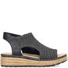 RIEKER WOMENS WEDGE HIGH FRONT SANDAL - BLACK