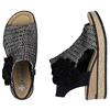 RIEKER WOMENS WEDGE HEEL SHOE - BLACK MULTI