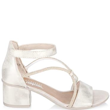 RIEKER WOMENS MID HEEL SANDAL - BEIGE