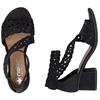 RIEKER WOMENS MID HEEL SANDAL - BLACK