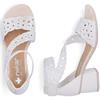 RIEKER WOMENS MID HEEL SANDAL - WHITE