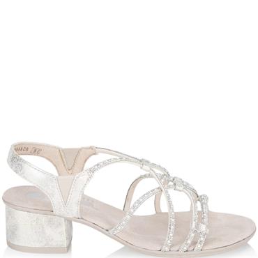 RIEKER WOMENS LOW HEEL SANDAL - BEIGE