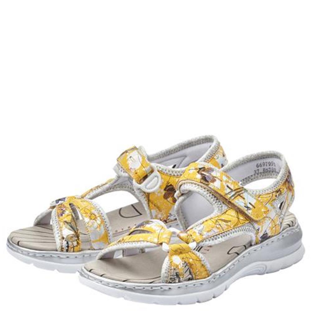 RIEKER WOMENS VELCRO STRAP SANDAL - YELLOW MULTI | Paul Byron Shoes | Ireland