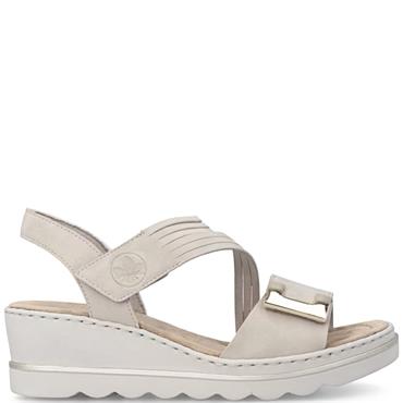 RIEKER WOMENS WEDGE SANDAL - BEIGE