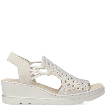 RIEKER WOMENS WEDGE SANDAL - BEIGE