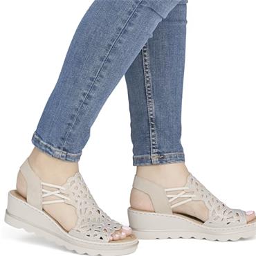 RIEKER WOMENS WEDGE SANDAL - BEIGE