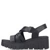 RIEKER WOMENS WEDGE STRAP SANDAL - BLACK