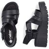 RIEKER WOMENS WEDGE STRAP SANDAL - BLACK