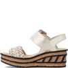 RIEKER WOMENS MID HEEL SANDAL - BEIGE