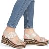 RIEKER WOMENS MID HEEL SANDAL - BEIGE