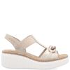 RIEKER WOMENS WEDGE STRAP SANDAL - BEIGE