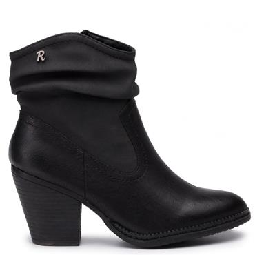 REFRESH WOMENS RUFFLE ZIP ANKLE BOOT - BLACK