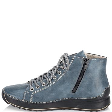 RIEKER WOMENS ZIP LACE ANKLE BOOT - BLUE