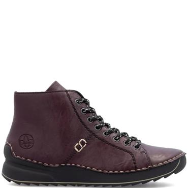 RIEKER WOMENS ZIP LACE ANKLE BOOT - RED