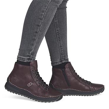 RIEKER WOMENS ZIP LACE ANKLE BOOT - RED