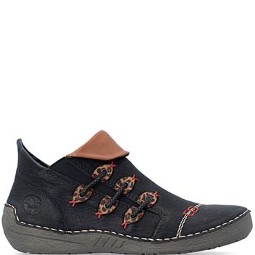 RIEKER WOMENS ZIP ANKLE BOOT - BLACK