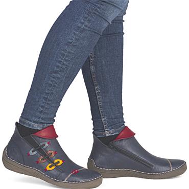 RIEKER WOMENS ZIP ANKLE BOOT - BLUE