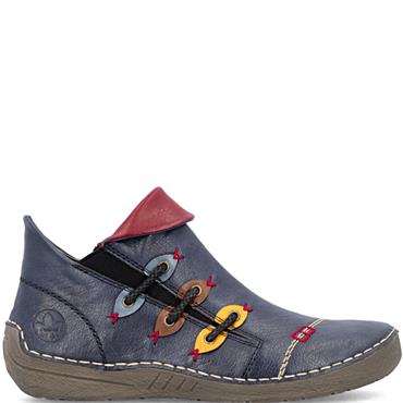 RIEKER WOMENS ZIP ANKLE BOOT - BLUE