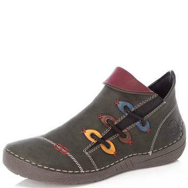RIEKER WOMENS ZIP ANKLE BOOT - GREEN