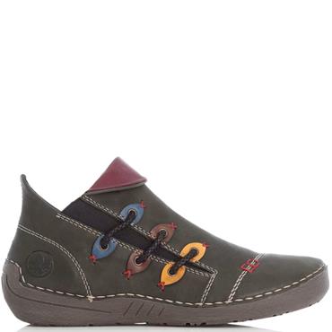 RIEKER WOMENS ZIP ANKLE BOOT - GREEN