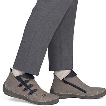 RIEKER WOMENS ZIP ANKLE BOOT - GREY