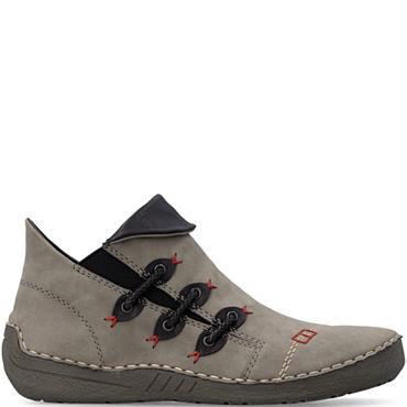 RIEKER WOMENS ZIP ANKLE BOOT - GREY