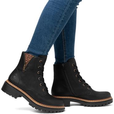 RIEKER WOMENS ZIP ANKLE BOOT - BLACK