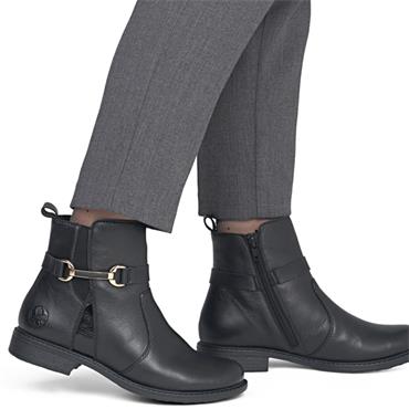 RIEKER WOMENS LEATHER ANKLE BOOT - BLACK