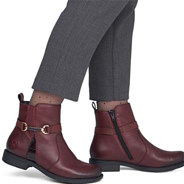 RIEKER WOMENS LEATHER ANKLE BOOT - RED