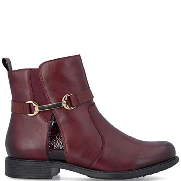 RIEKER WOMENS LEATHER ANKLE BOOT - RED