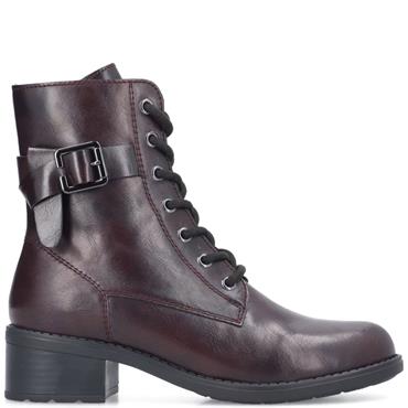 RIEKER WOMENS ZIP LACE BOOT - RED