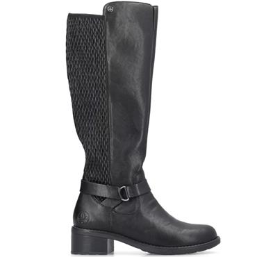 RIEKER WOMENS ZIP HIGH LEG BOOT - BLACK