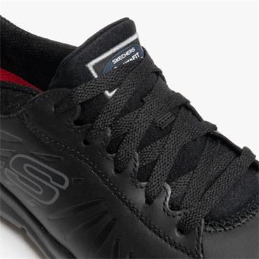 SKECHERS LDS SLIP RESISTANT TIE SHOE - BLACK