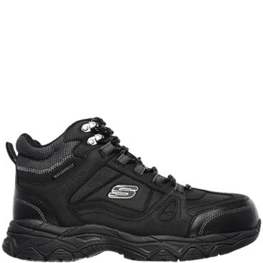 SKECHERS MENS WATERPROOF STEEL TOE BOOT - BLACK