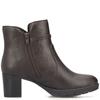 RIEKER WOMENS BLOCK HEEL ZIP ANKLE BOOT - BROWN