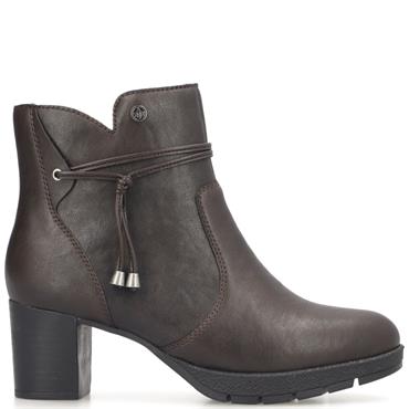 RIEKER WOMENS BLOCK HEEL ZIP ANKLE BOOT - BROWN