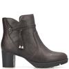 RIEKER WOMENS BLOCK HEEL ZIP ANKLE BOOT - BROWN