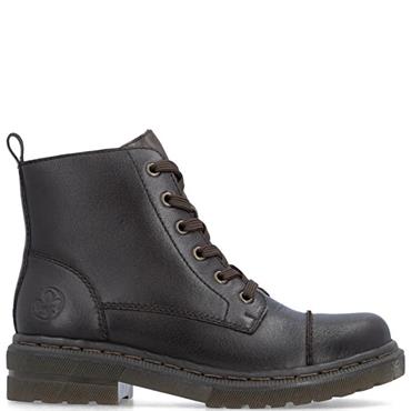 RIEKER WOMENS BIKER ZIP ANKLE BOOT - BROWN