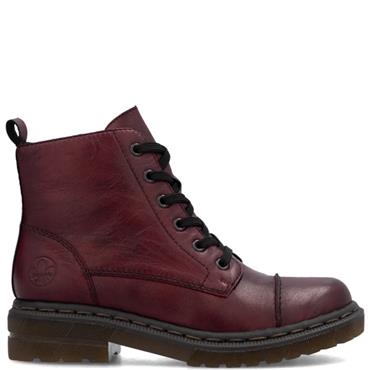 RIEKER WOMENS BIKER ZIP ANKLE BOOT - RED