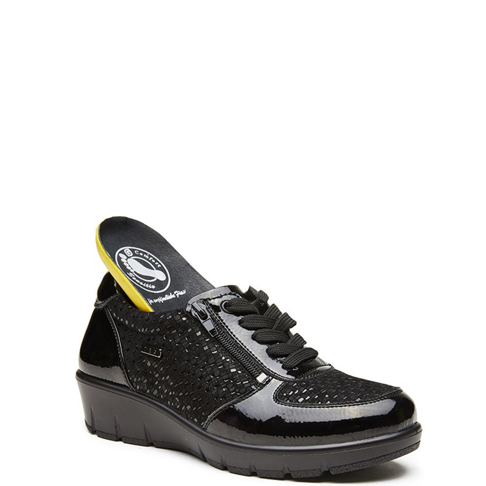 G COMFORT WOMENS WEDGE TEX ZIP LACE SHOE BLACK MULTI Paul Byron