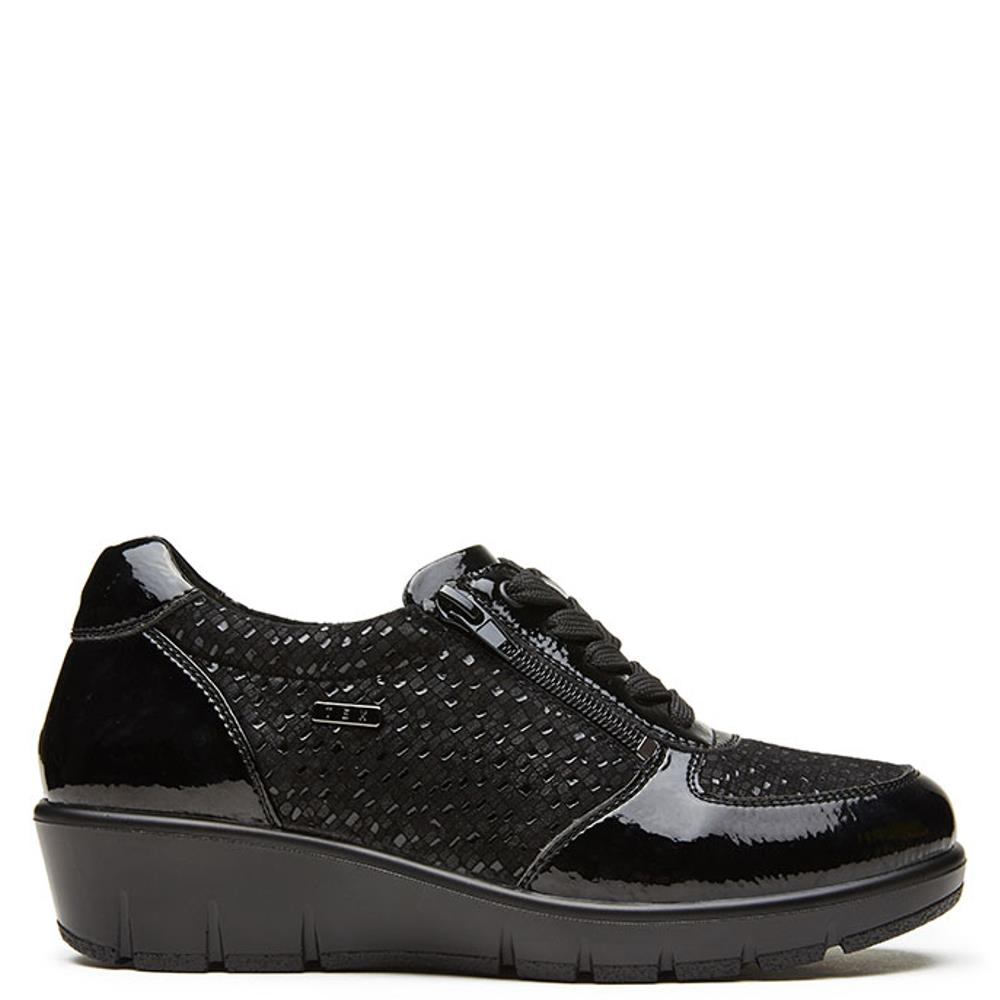 G COMFORT WOMENS WEDGE TEX ZIP LACE SHOE BLACK MULTI Paul Byron