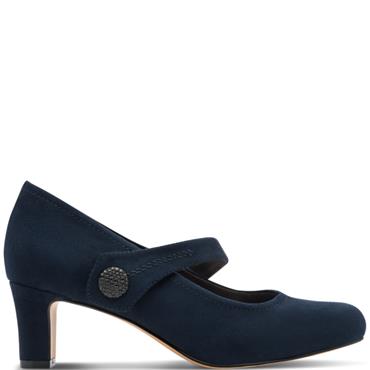 JANA WOMENS STRAP DANCING COURT SHOE - NAVY SUEDE