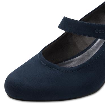 JANA WOMENS STRAP DANCING COURT SHOE - NAVY SUEDE
