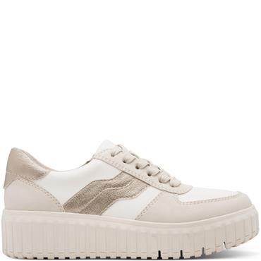 JANA WOMENS WEDGE LACE TRAINER - BEIGE