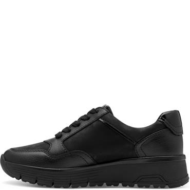 JANA WOMENS WATERPROOF ZIP LACE TRAINER - BLACK